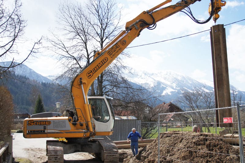 Professionelle Spundwände bei Erdbau-Projekt